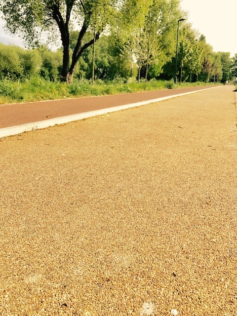Shared-use path with resin-bound surface
